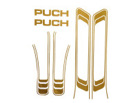 Stickerset Puch Maxi lijnen goud carbon wrap transfers