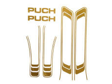 Stickerset Puch Maxi lijnen goud carbon wrap transfers