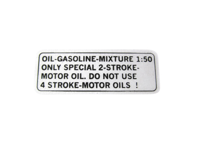 Benzine mix sticker Engels zwart