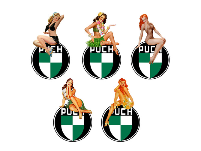 Puch pin-up stickerset 5-delig (nieuw)