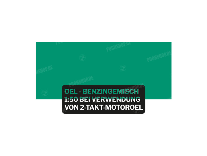 Gasoline mix sticker English black with transparent text
