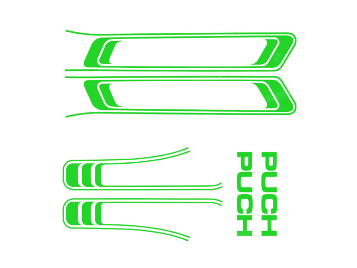 Stickerset Puch Maxi lijnen Kawasaki groen PVC transfers 
