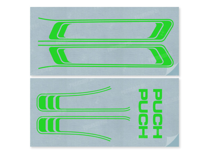 Stickerset Puch Maxi lijnen Kawasaki groen PVC transfers 