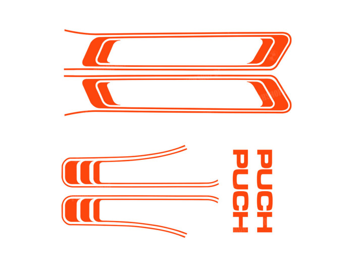 Stickerset Puch Maxi lijnen KTM oranje PVC transfers 