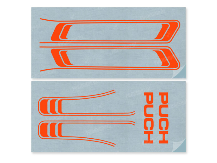 Stickerset Puch Maxi lijnen KTM oranje PVC transfers 
