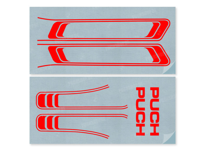 Stickerset Puch Maxi lijnen rood PVC transfers 