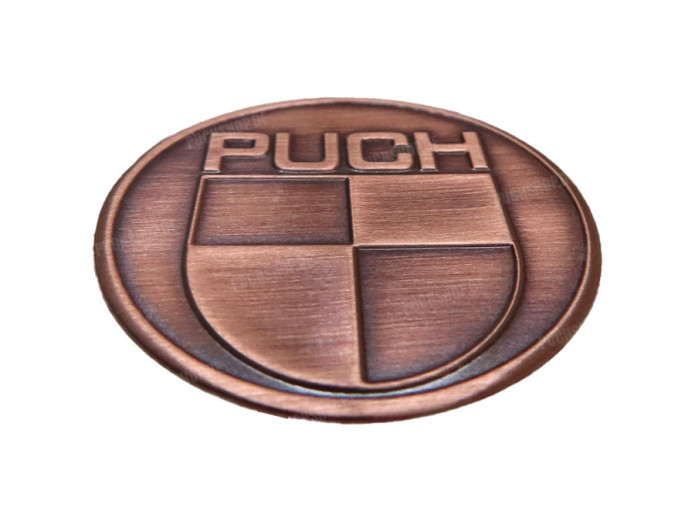Sticker Puch logo rond 38mm RealMetal koper kleur