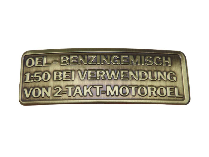 Benzine mix sticker Duits RealMetal goud kleur