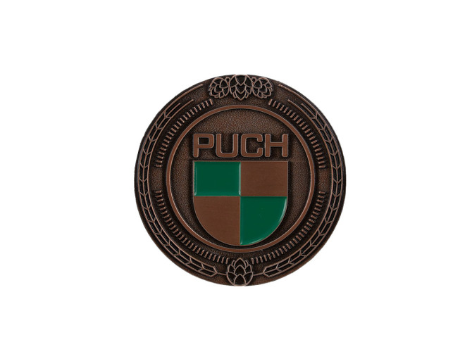 Badge / embleem Puch logo brons met emaille 47mm RealMetal