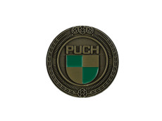 Badge / embleem Puch logo goud met emaille 47mm RealMetal