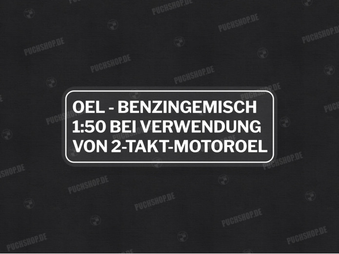Benzingemisch Aufkleber Deutsch Weiß transparent