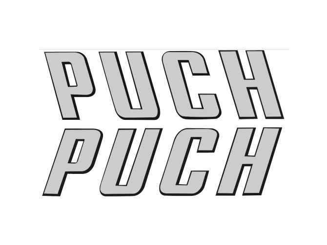 Sticker Puch tekst silver 92x26mm