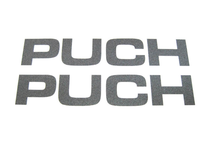 Stickerset Puch text tank / universeel grijs Metallic