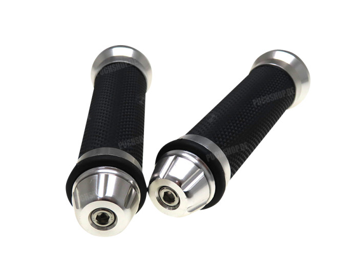 Handvatset zwart / alu met stuurgewichten 24mm / 22mm