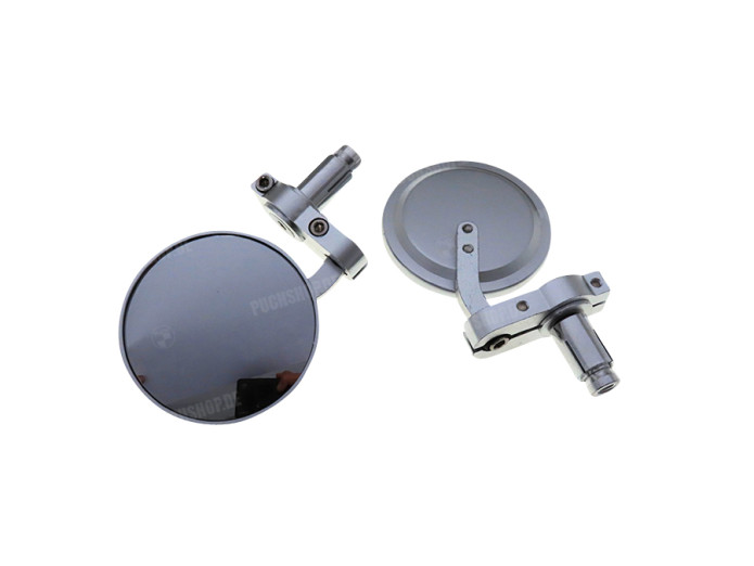 Spiegelsatz bar-end Steckversion Rund Alu / Silber