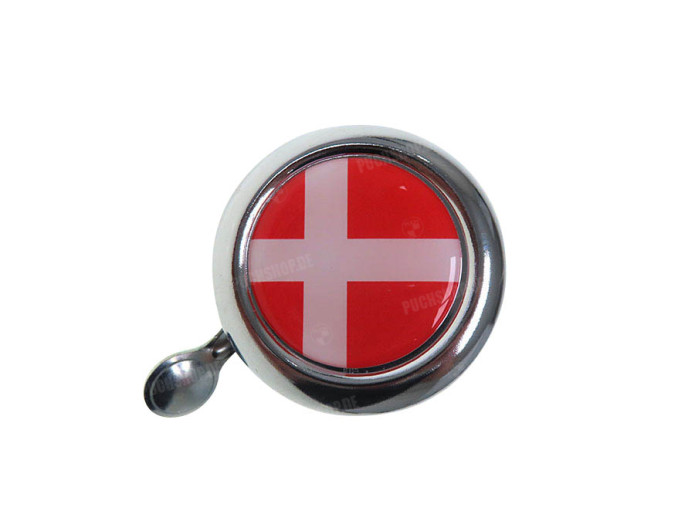 Bell with flag Denmark dome 3D sticker Widek chrome