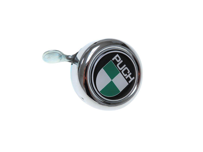 Bel chroom met Puch logo in kleur (dome sticker)