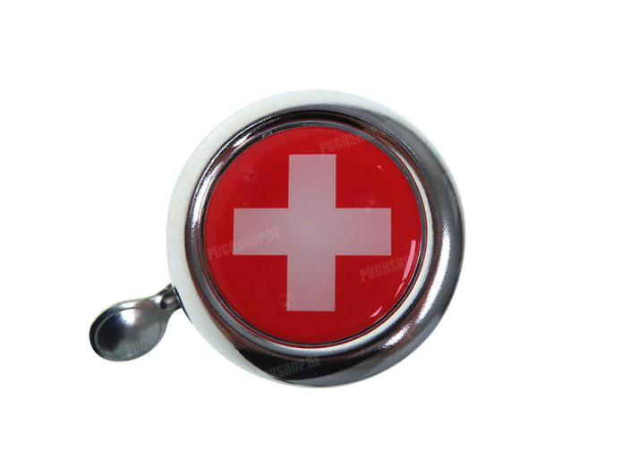 Glocke mit Flagge Schweiz Dome 3D Aufkleber Widek Chrom