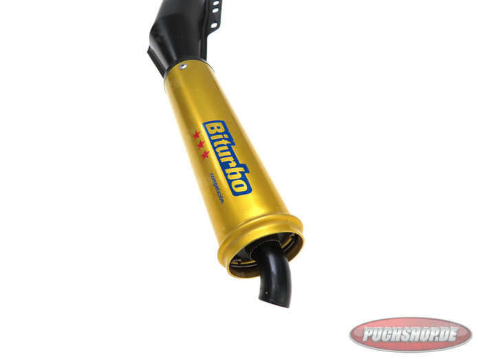Uitlaat Puch Maxi / E50 25mm Biturbo Gold zwart exclusive