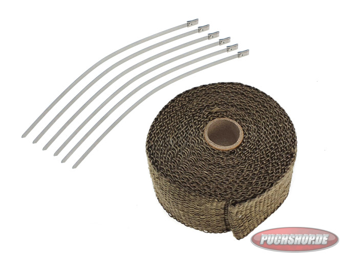 Uitlaat hitteband / heatwrap titanium (5 cm x 5 meter)