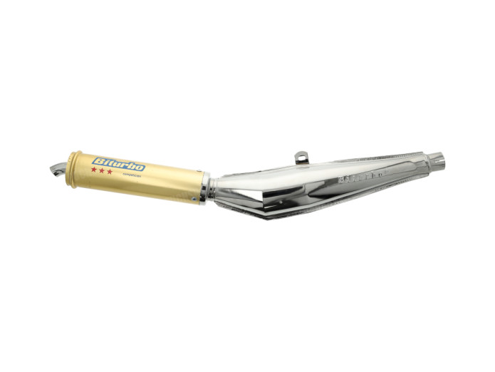 Uitlaat demper 28mm Biturbo Gold chroom universeel 