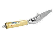 Uitlaat demper 28mm Biturbo Gold chroom universeel 