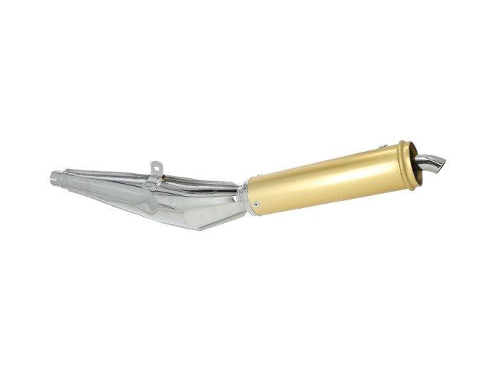 Uitlaat demper 28mm Biturbo Gold chroom universeel 