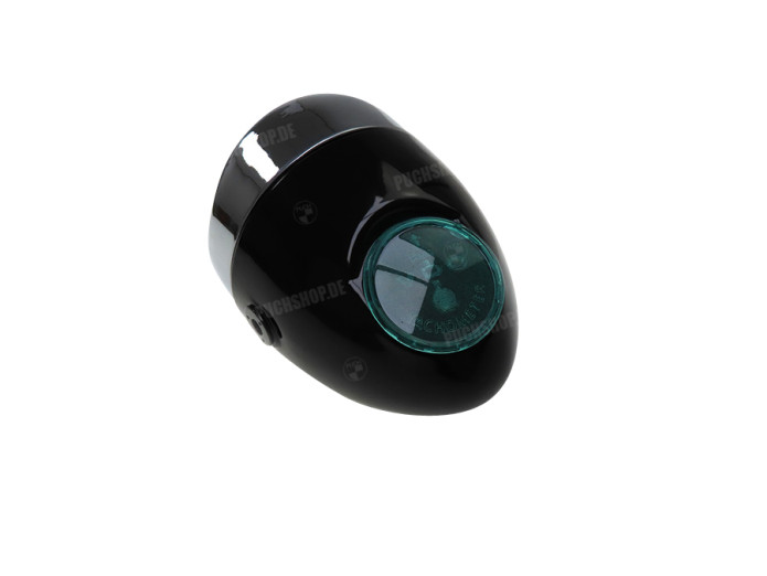 Scheinwerfer Eierlampe 102mm Komplett Schwarz Nachbau