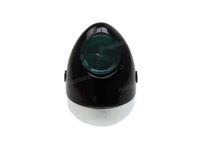Scheinwerfer Eierlampe 102mm Komplett Schwarz Nachbau