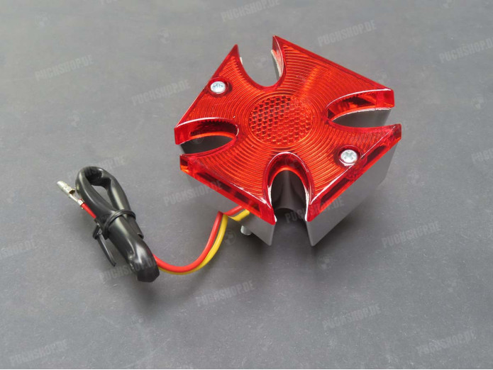 Taillight Puch universal Maltese cross with brake light chrome 