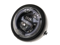 Koplamp rond 165mm met angel eye zwart LED 12V wit licht 