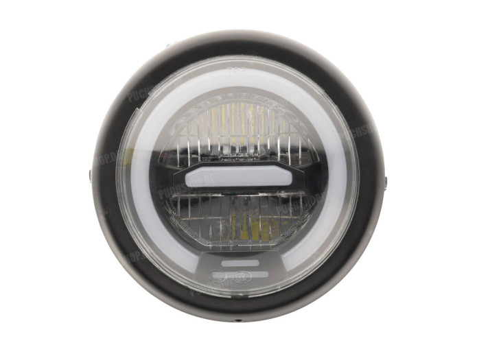Scheinwerfer Rund 165mm Angel Eye LED 12V Matt Schwarz 