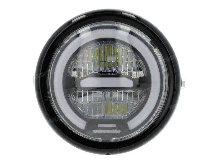 Scheinwerfer Rund 165mm Angel Eye LED 12V Glanz Schwarz