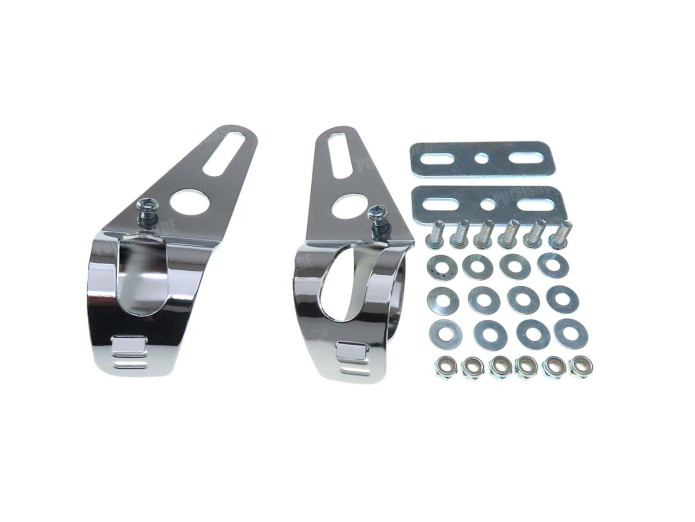 Headlight bracket 35-50mm set universal chrome
