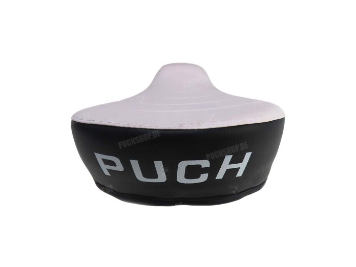 Zadel Puch Maxi dik zwart / wit met logo