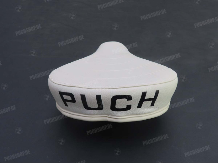 Sattel Puch Maxi Dünn Weiß mit Logo