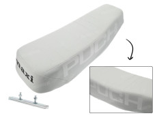 Buddyseat Puch Maxi S custom with stamped logo white 